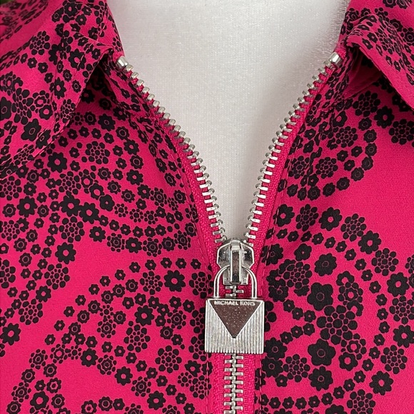 MICHAEL KORS ~ Floral Paisley-Print Zip-Up Top ~ Azalea ~ NWT! - Picture 2 of 13